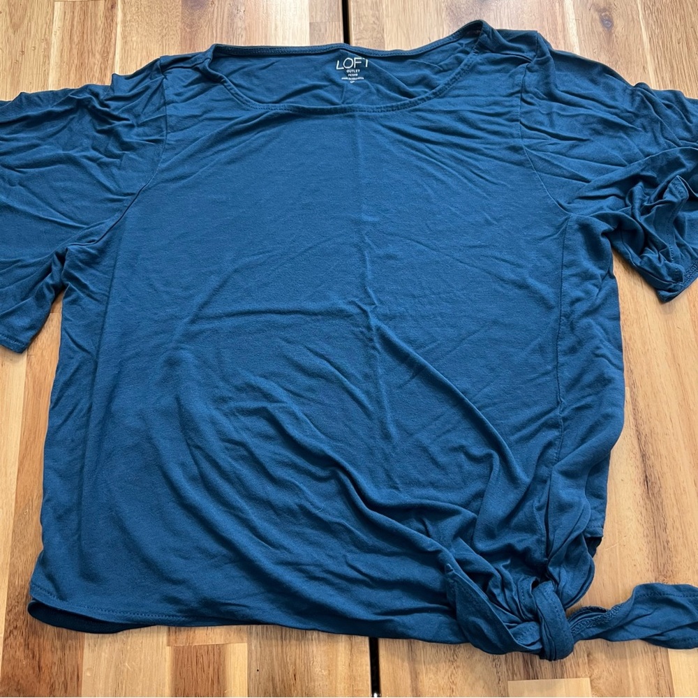 LOFT Outlet Blue Tie-Front Tee Shirt – Petite Small